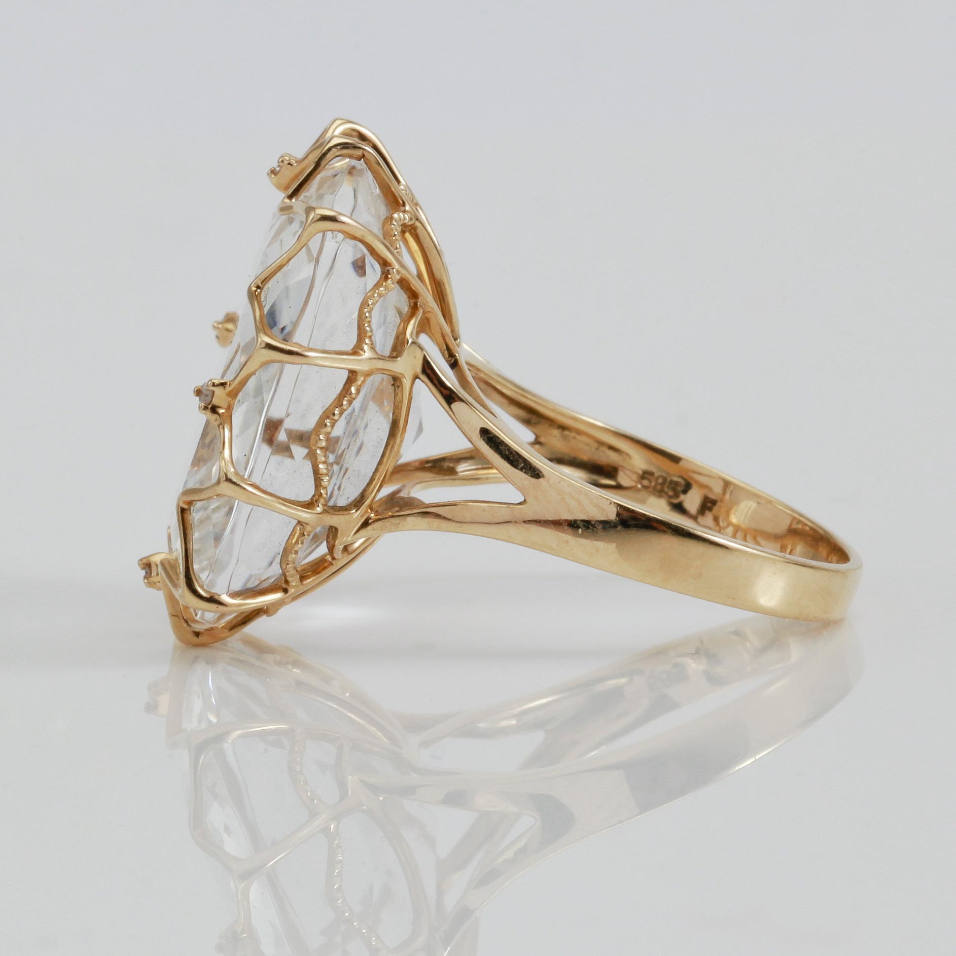 RING, 14K guld och bergkristall.