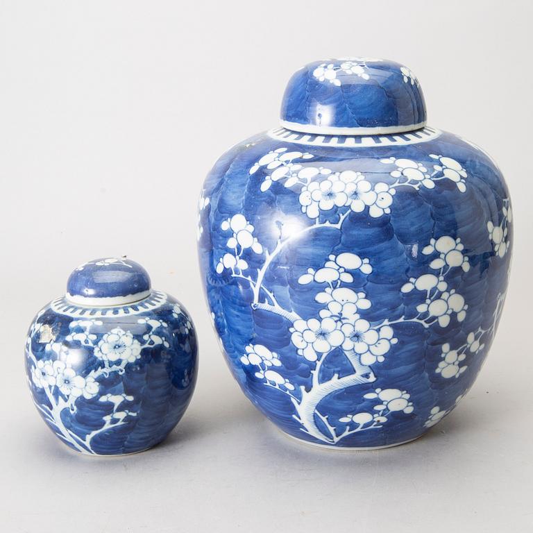 Two blue and white jars, China, 20th Century.