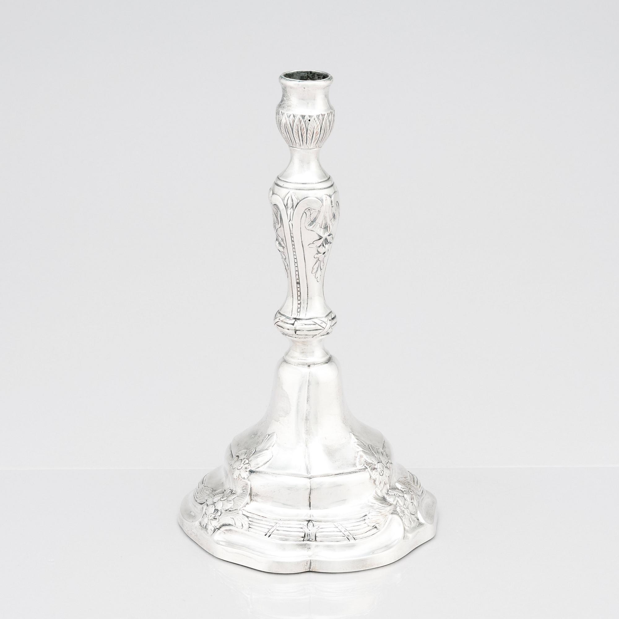 Isak Trybom, ljusstake, silver, Stockholm 1780. Rokoko.