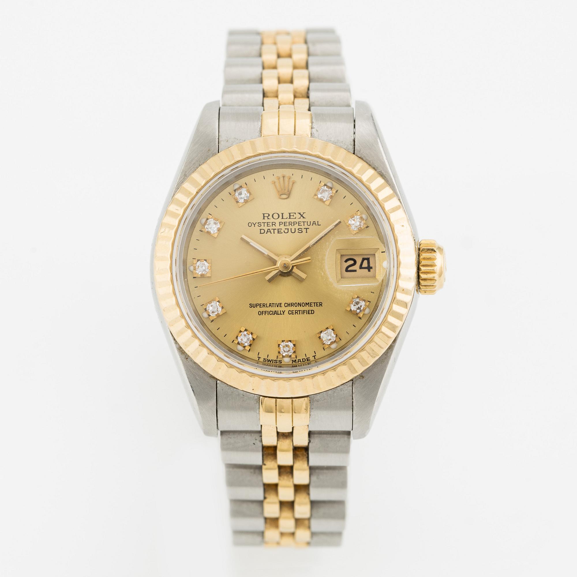 Rolex, Oyster Perpetual, Datejust, "Diamond Dial", wristwatch, 26 mm.
