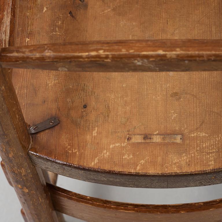 Axel Einar Hjorth, A set of four Axel Einar Hjorth stained and lacquered 'Sandhamn' pine chairs, Nordiska Kompaniet, Sweden post 1929.