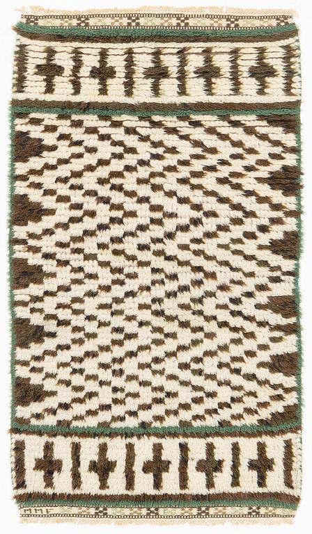 Märta Måås-Fjetterström, a carpet, "Kattmattan", rya, ca 125,5 x 64,5-70 cm, signerad MMF.