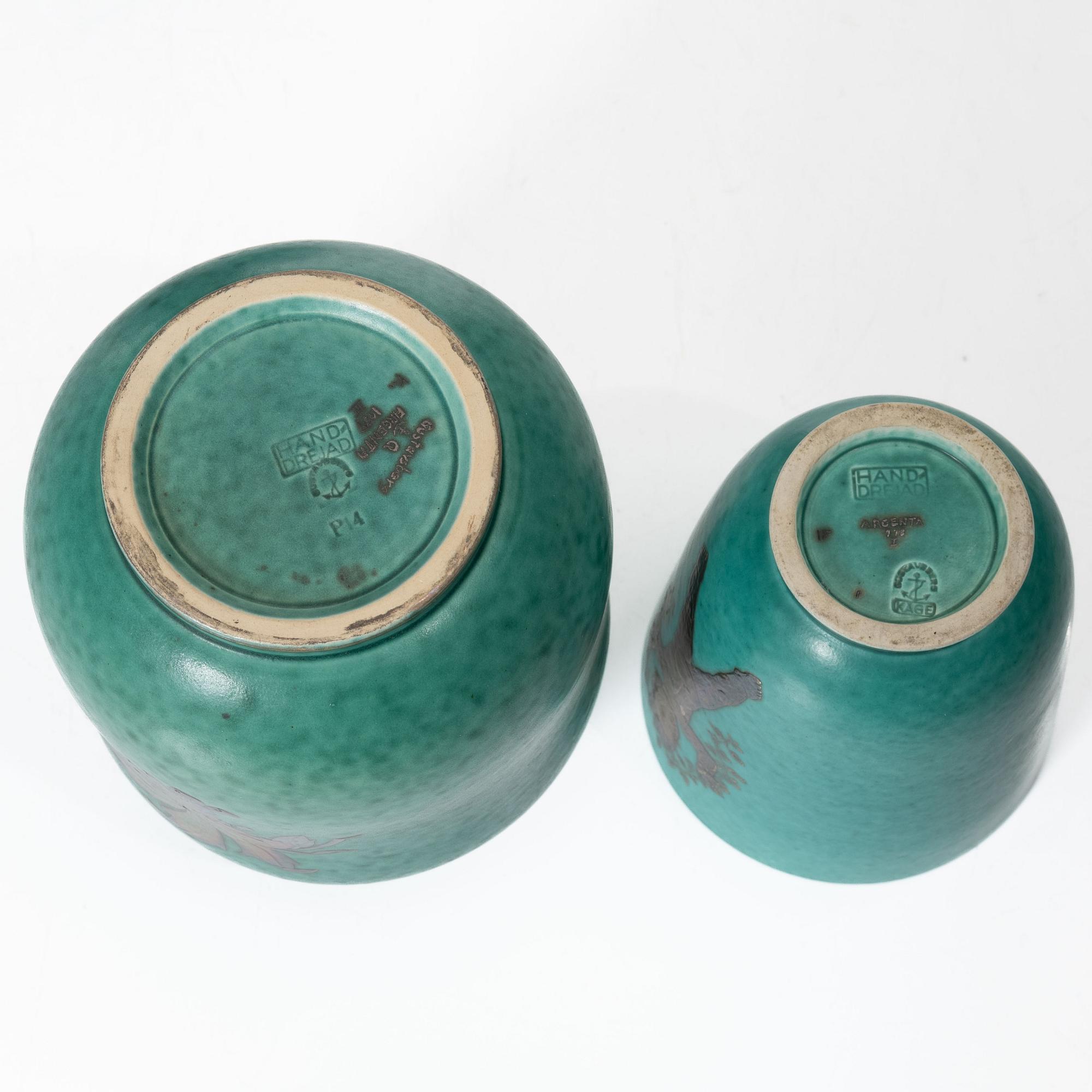 Wilhelm Kåge, four 'Argenta' stoneware vases, Gustavsberg.