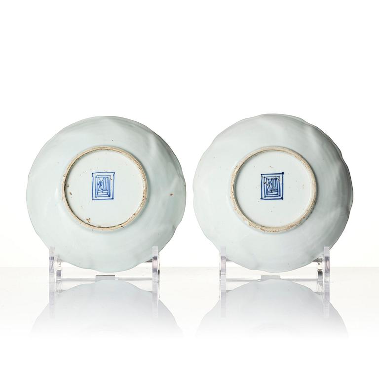 A set of 12 blue and white 'three friends of winter' dishes, Tianqi/Chongzhen, mid 17th century.