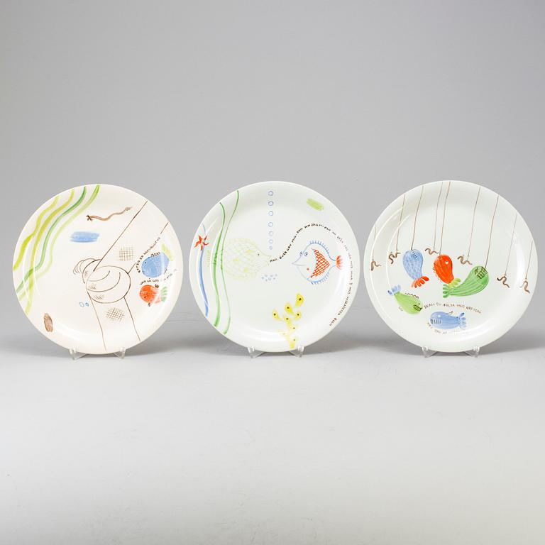 STIG LINDBERG, fiskservis, 19 delar, flintporslin, "Löja", Gustavsberg,