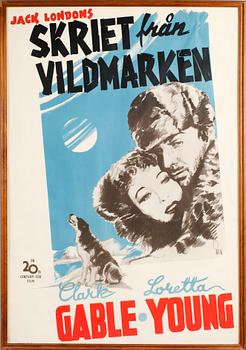 FILMAFFISCH, litografiskt tryck, "Skriet från Vildmarken", 1945.