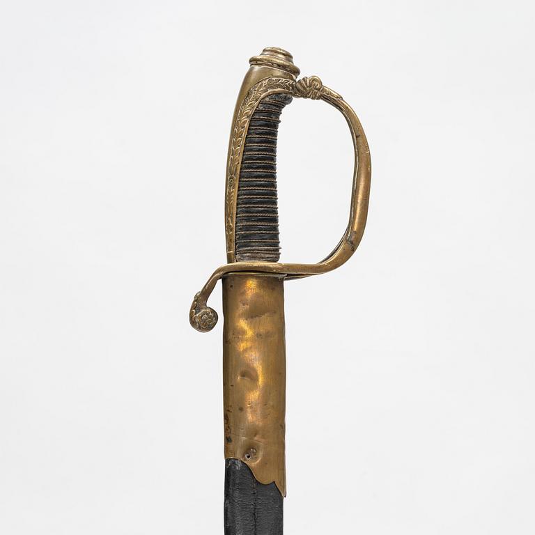 A Belgian sabre, 19th Century, with scabbard.