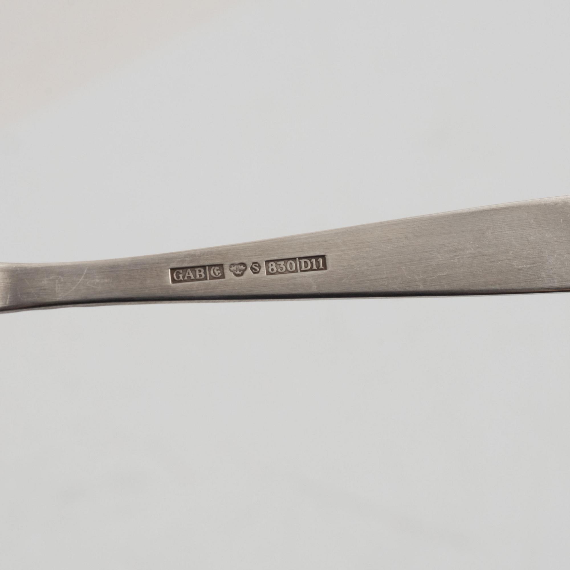 Jacob Ängman, smörgåsbestick, 24 delar, silver, modell "Rosenholm", GAB, Eskilstuna, bl a 2001.