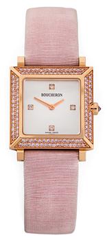 1328. BOUCHERON, quartz, rosé guld med fancy rosa briljantslipade diamanter, tot. 0.72 ct, 2001.
