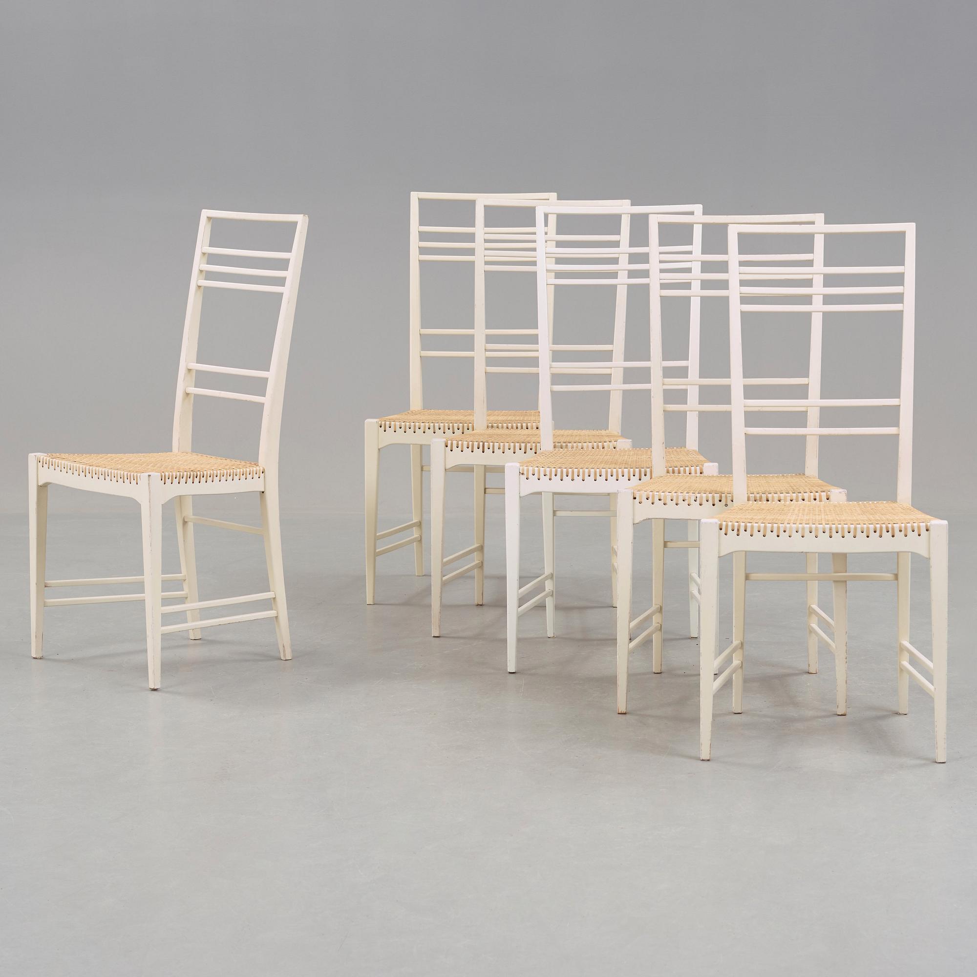 Erik Chambert, stolar, 6 st "Poem", Chamberts Möbelfabrik, Norrköping 1950-tal.