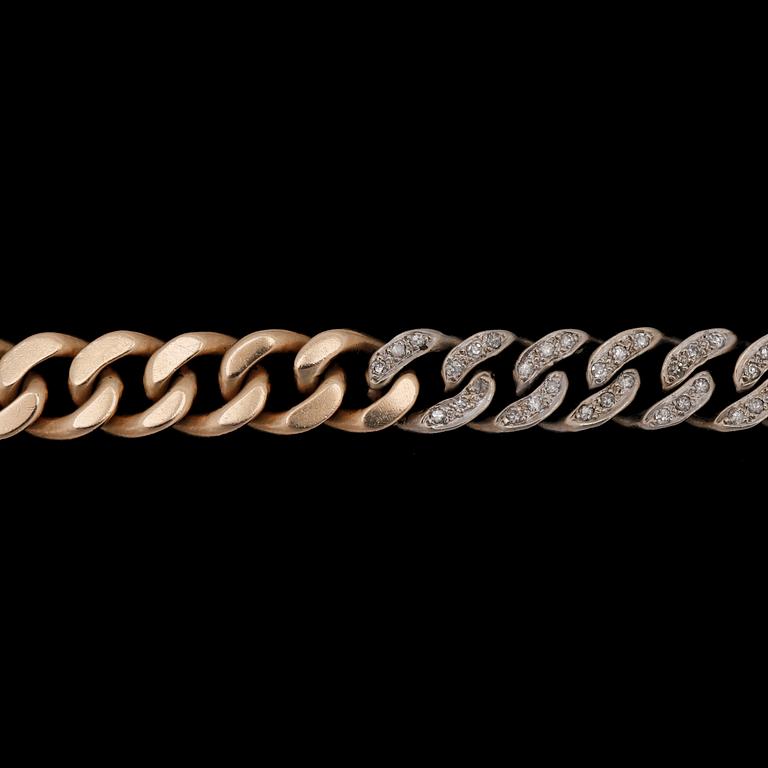 A Tiffany & Co gold necklace with eight cut diamonds, tot. app. 0.70 ct.