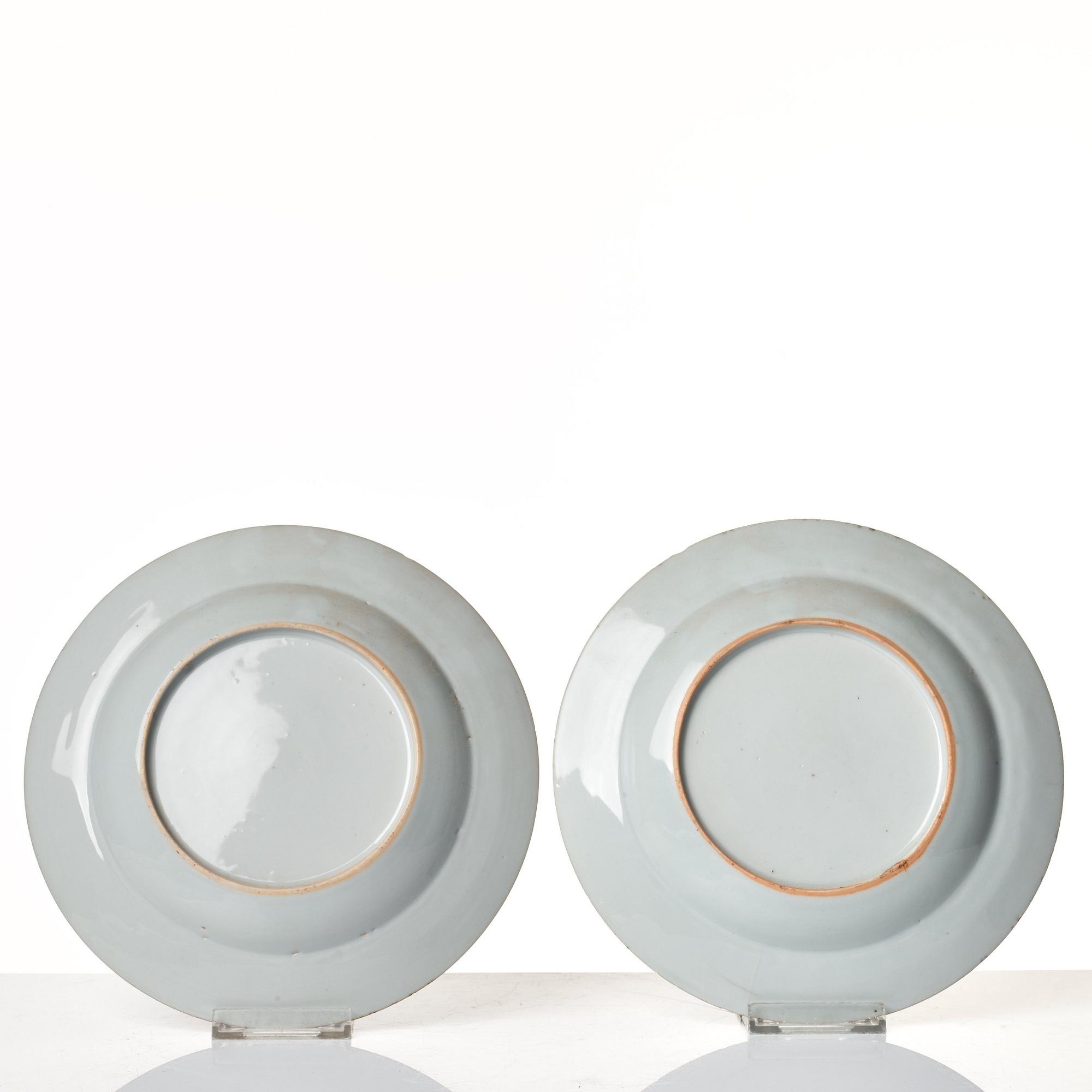 A set of four blue and white plates, Qing dynasty, Qianlong (1736-95).
