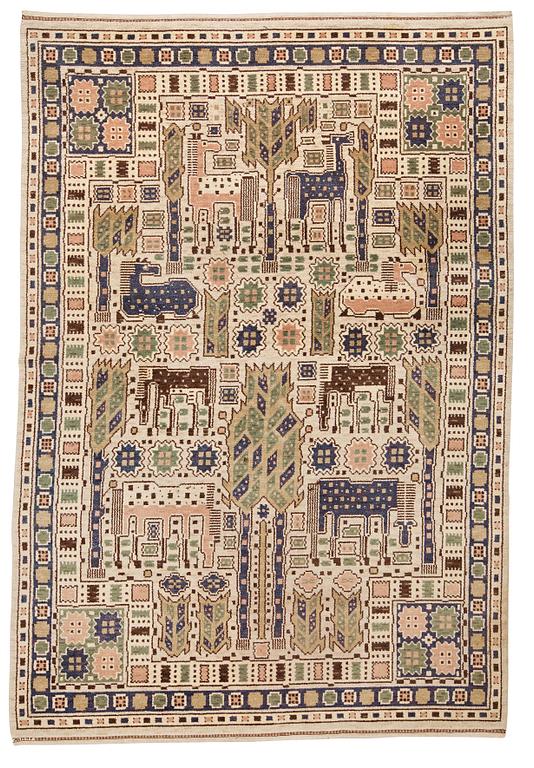 Märta Måås-Fjetterström, A carpet, "Hästhagen", knotted pile, ca 329,5-331,5 x 222,5-224 cm, signed AB MMF.