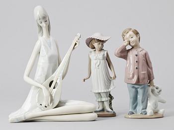 FIGURINER, 3 st, porslin,  Lladro, Spanien, 1900-talets andra hälft.