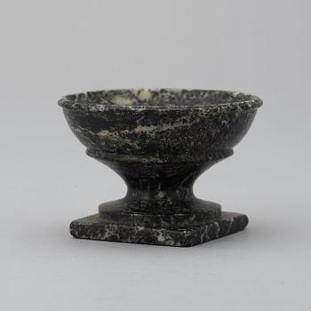 A Swedish late 18th century green marble salt.