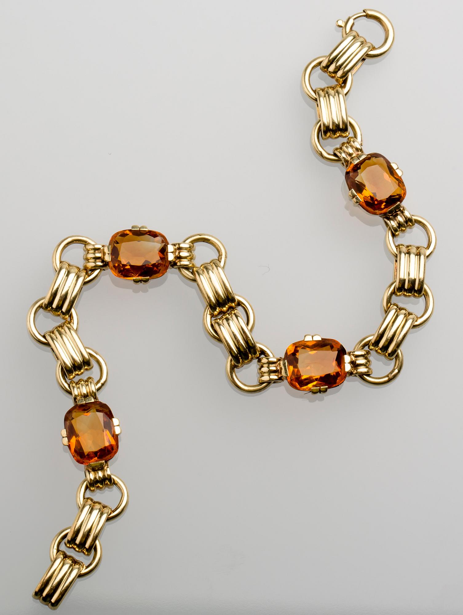 ARMBAND, 14 K guld med citriner, ca 9.00 ct. Vikt ca 16 g.