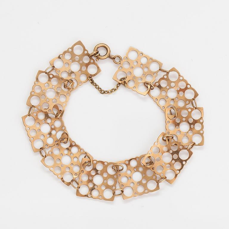 LIISA VITALI, ARMBAND "Pitsi", 14K guld. Westerback, Helsingfors 1970.