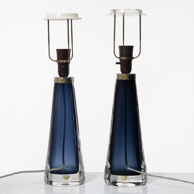 Carl Fagerlund, a pair of table lamps, Orrefors.