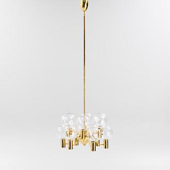 Hans-Agne Jakobsson, a 'Patricia T-372-12' brass and glass chandelier, Markaryd second half of the 20th century.