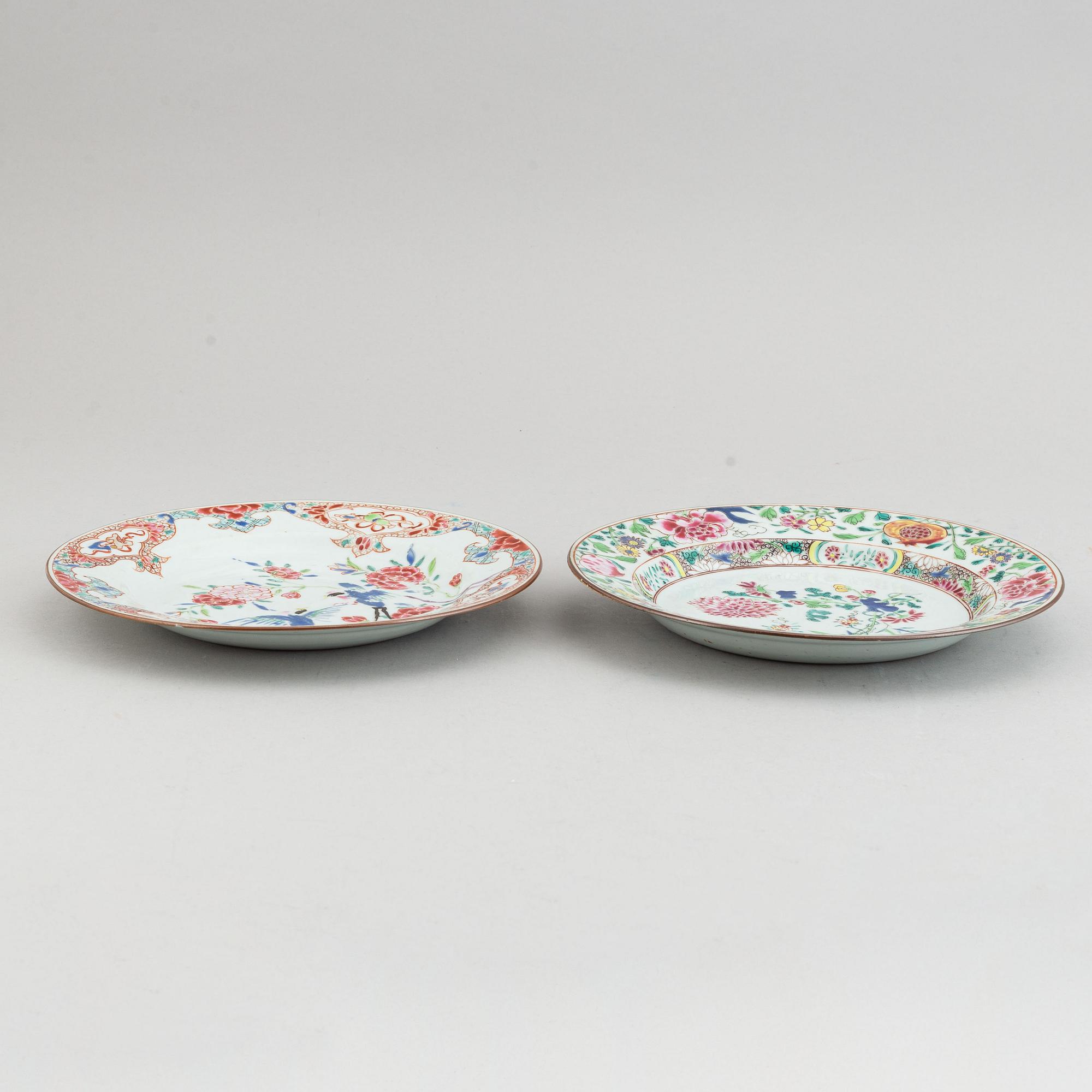 Four (2+2) famille rose export porcelain dishes, Qing dynasty. Qianlong (1736-95).