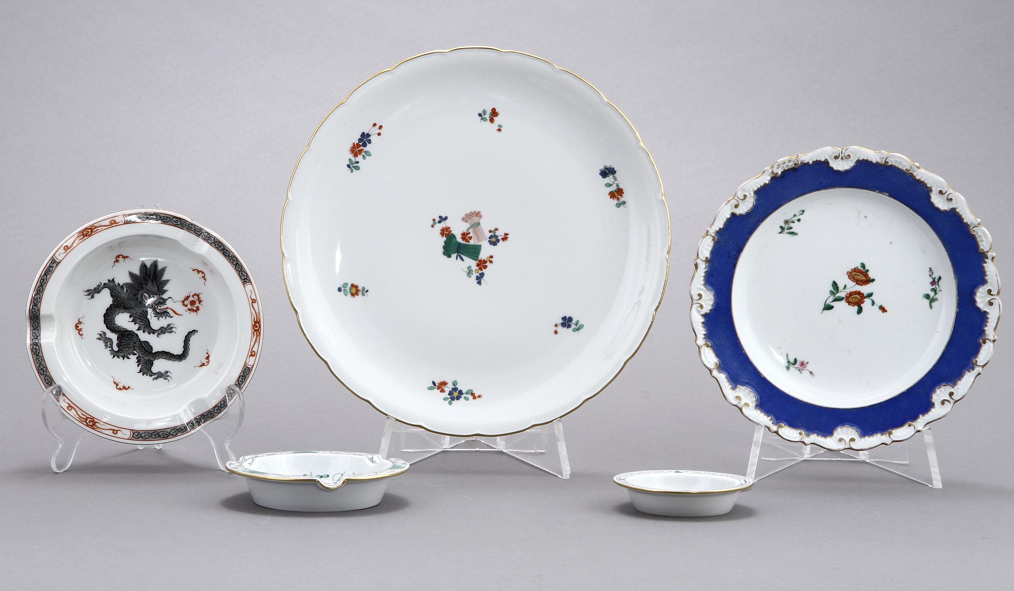 PARTI PORSLIN, 5 delar, Meissen, 1900-tal.
