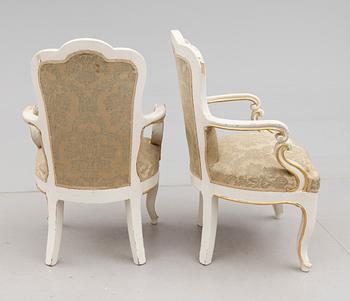 KARMSTOLAR, 6 st, rokokostil, 1800-talets andra hälft.