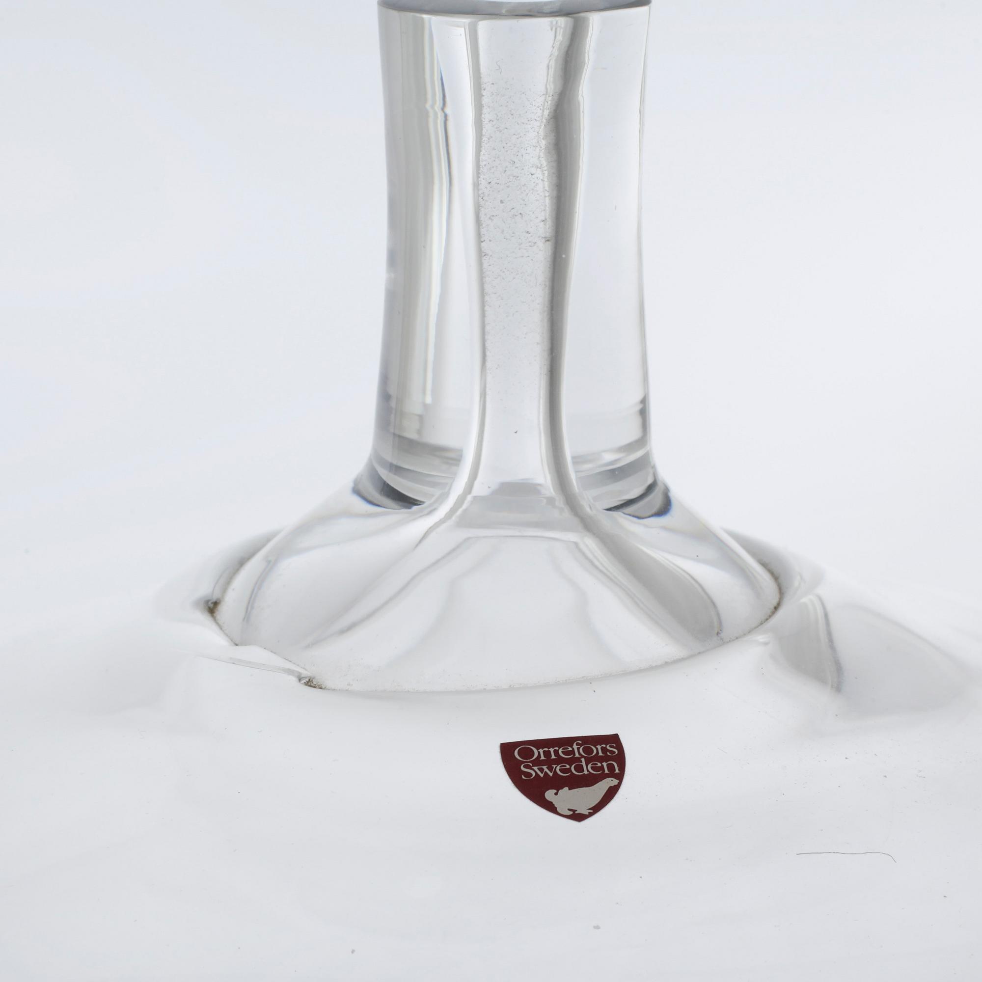 A signed glass vase by INGEBORG LUNDIN, "Äpplet (the apple)" for Orrefors.