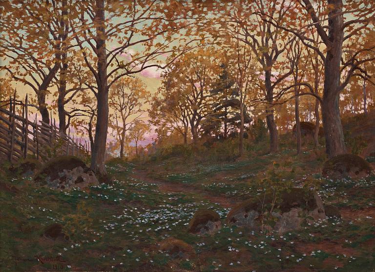 Johan Krouthén, Spring landscape at dusk.