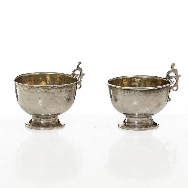 Erik Ericson, supkoppar, ett par, silver, Uppsala 1788.