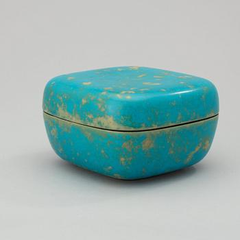 A Hans Hedberg faience box, Biot, France.