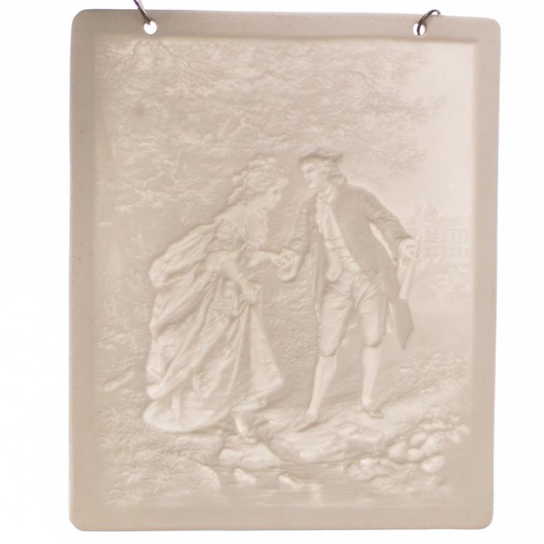 Four lithphane plaques, 19th century.