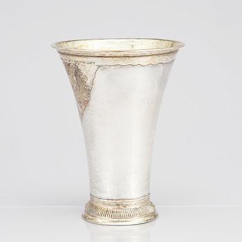 A Swedish 18th century parcel-gilt silver beaker, mark of Petter Gillberg, Varberg 1791.