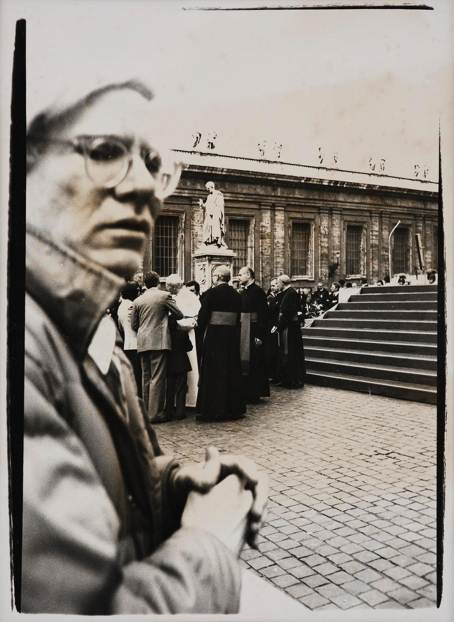Andy Warhol with Pope John Paul II at the Vatican, circa 1975.