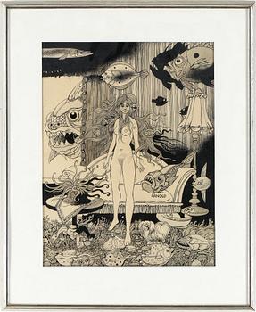 Hans Arnold · HANS ARNOLD, tusch, signerad.
