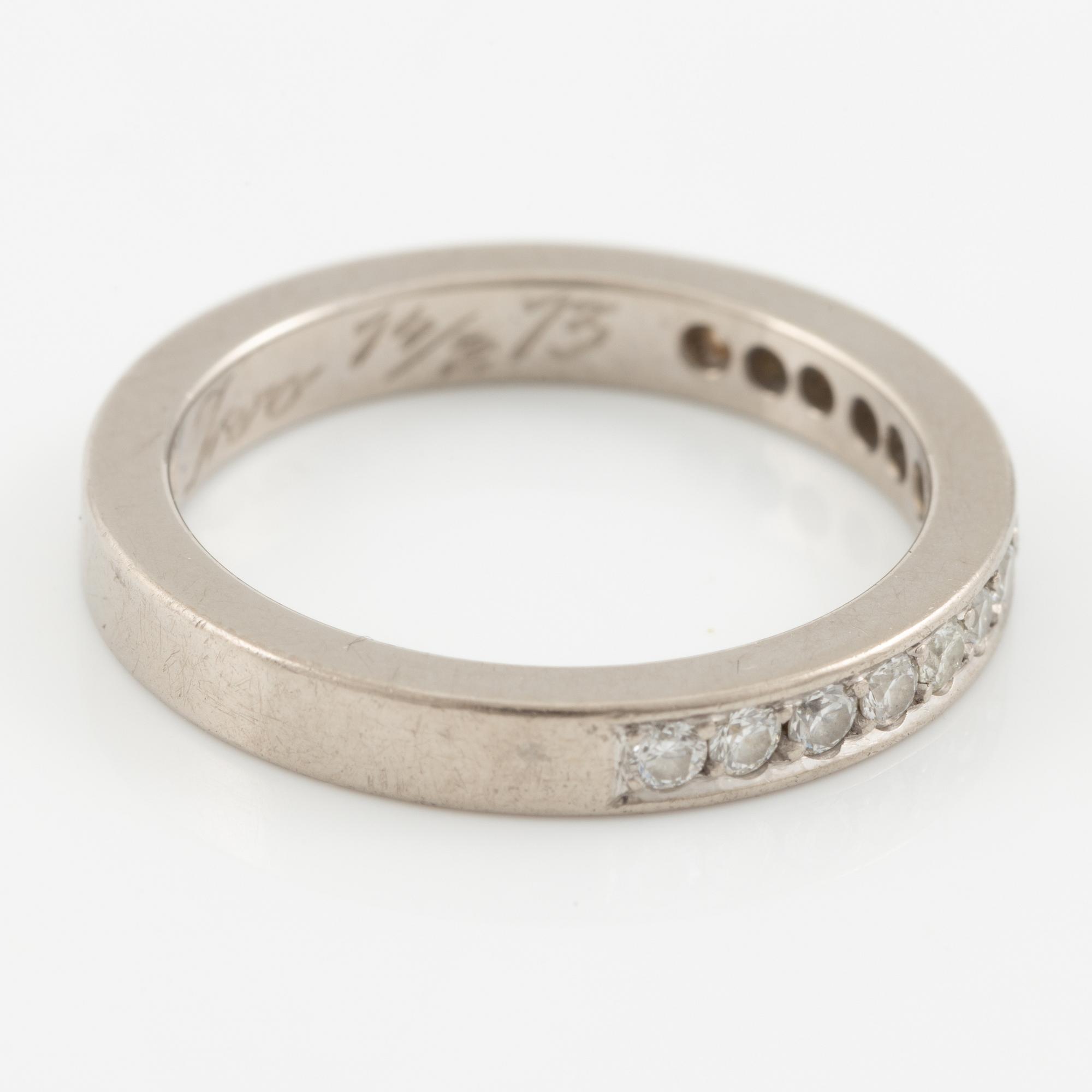 Ring, half eternity, 18K white gold set with brilliant-cut diamonds 0.28 ct according to engraving.