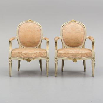 TWO ARMCHAIRS, gustavian and gustavian style, late 18th century and early 20th century.