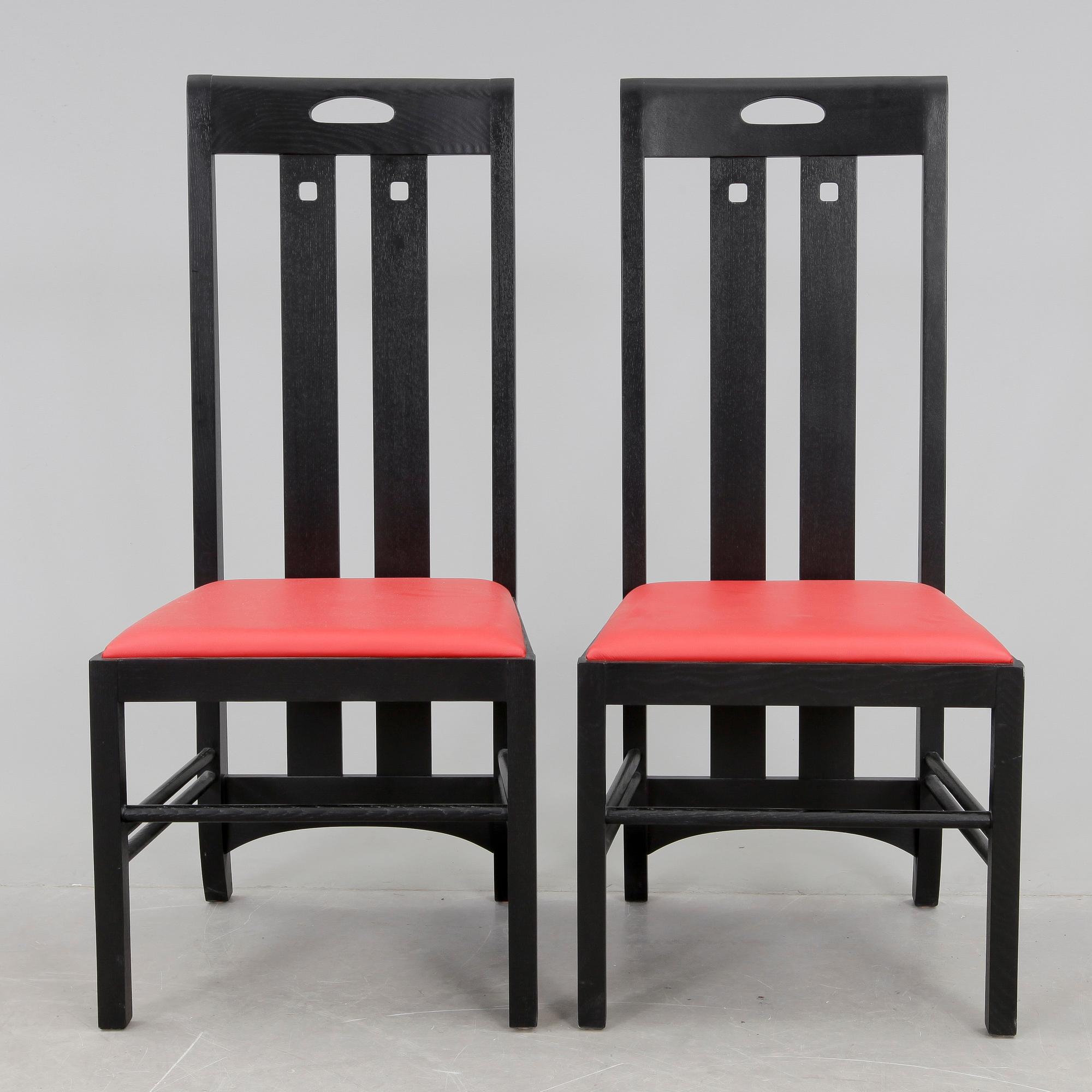 STOLAR, ett par, efter Charles Rennie Mackintosh, modell "Ingram low" 1900/2000-tal.
