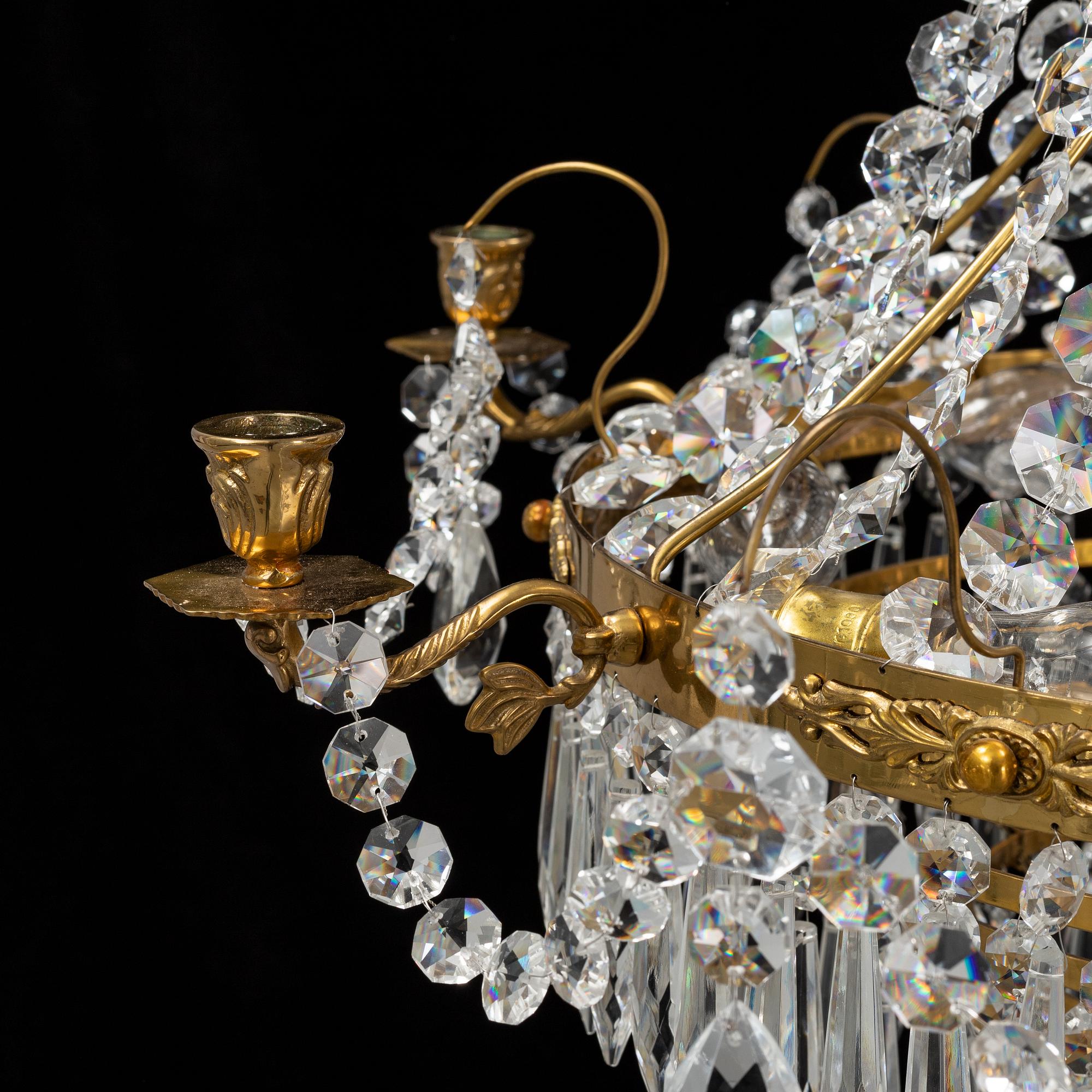 A Gustavian style chandelier, end of the 20th Century.