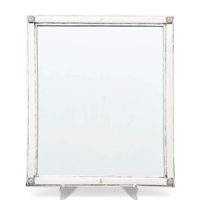 An Austrian 18th century neoclassical mirror with silver frame, possibly Joseph Winkler, Vienna 1798.