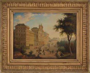 OKÄND KONSTNÄR, olja på papper. 1800-talets mitt.
