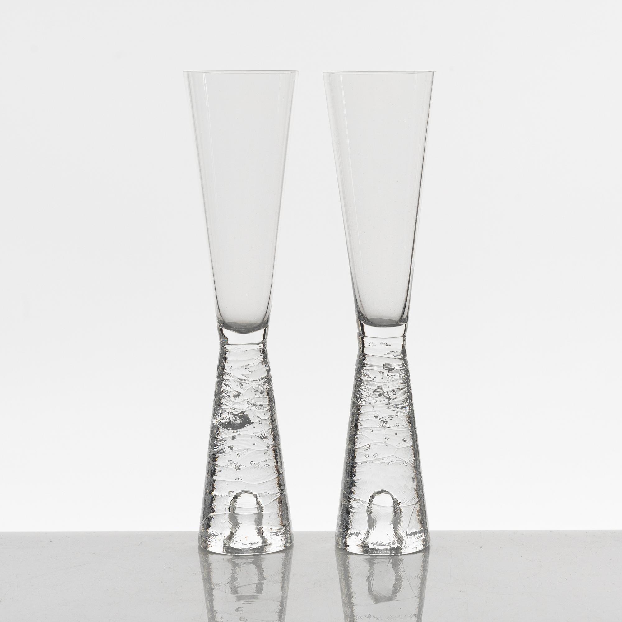 Timo Sarpaneva, champagneglas, 7 st, "Arkipelago", Iittala, Finland, 1980-1993.