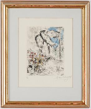 MARC CHAGALL, etching and aquatint with hand colouring, signed and numbered 15/50.