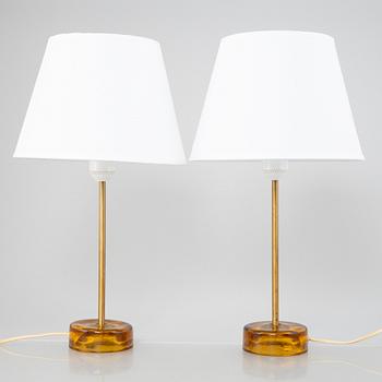 Bordslampor ett par, Nybro Armaturfabrik. 1900-talets andra hälft.