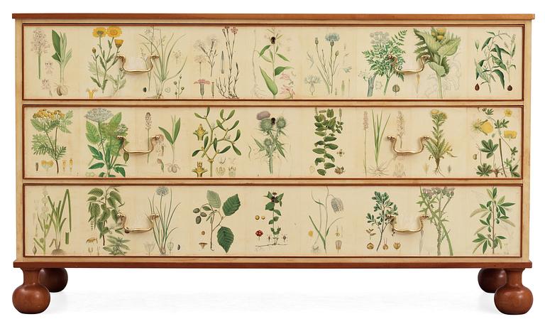 A Josef Frank 'Flora' chest of drawers, by Svenskt Tenn.