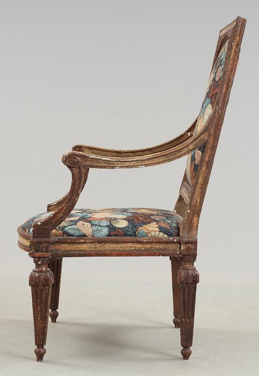 FÅTÖLJ, troligen Italien, Louis XVI-stil, 1800-tal.