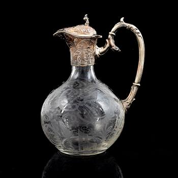 A wine decater, glass and silver, Germany, early 20th century.