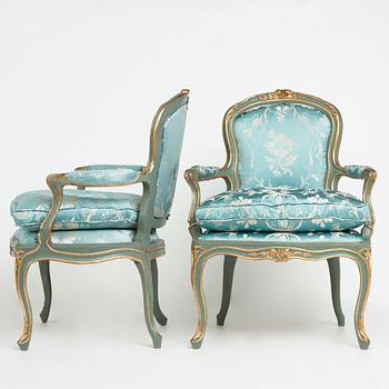 A pair of Swedish Rococo 18th century chairs.