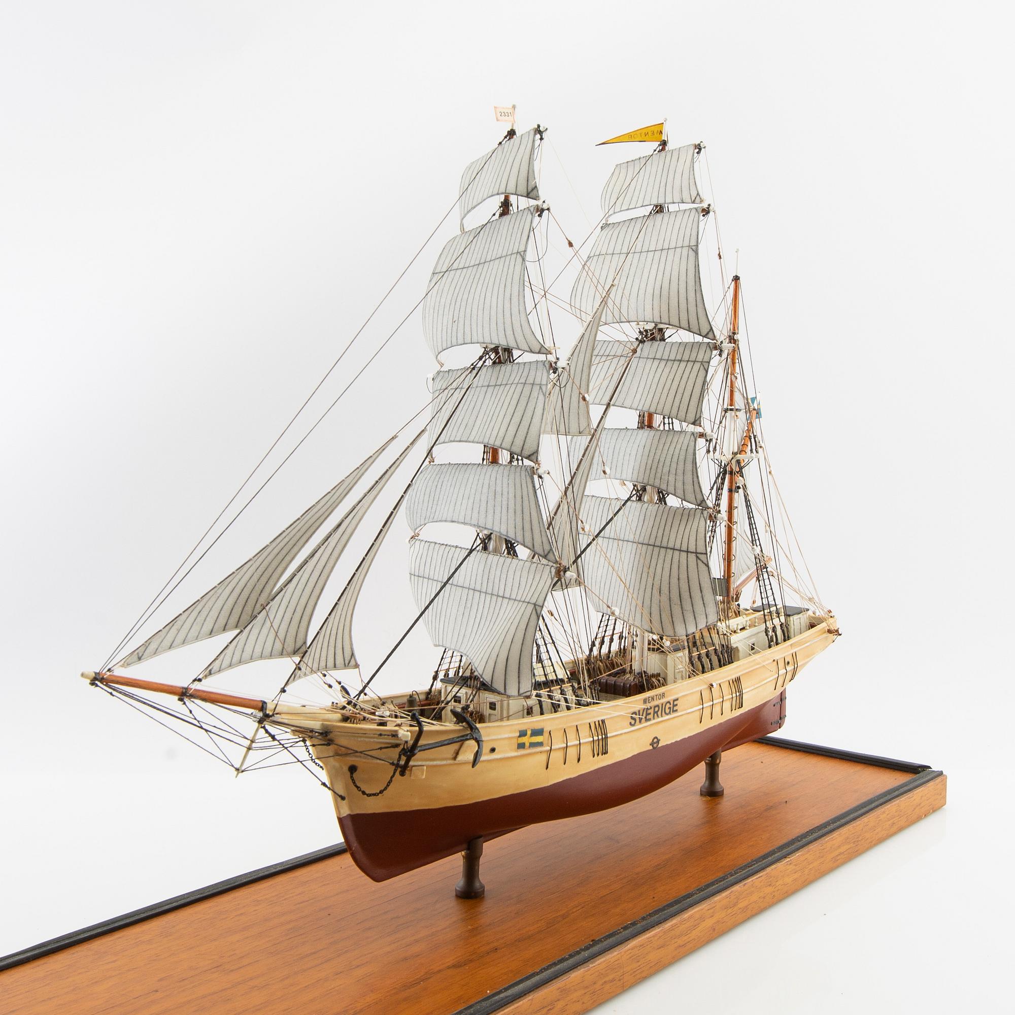 Fartygsmodell "Mentor", byggd av Sten Bergwall 1996.