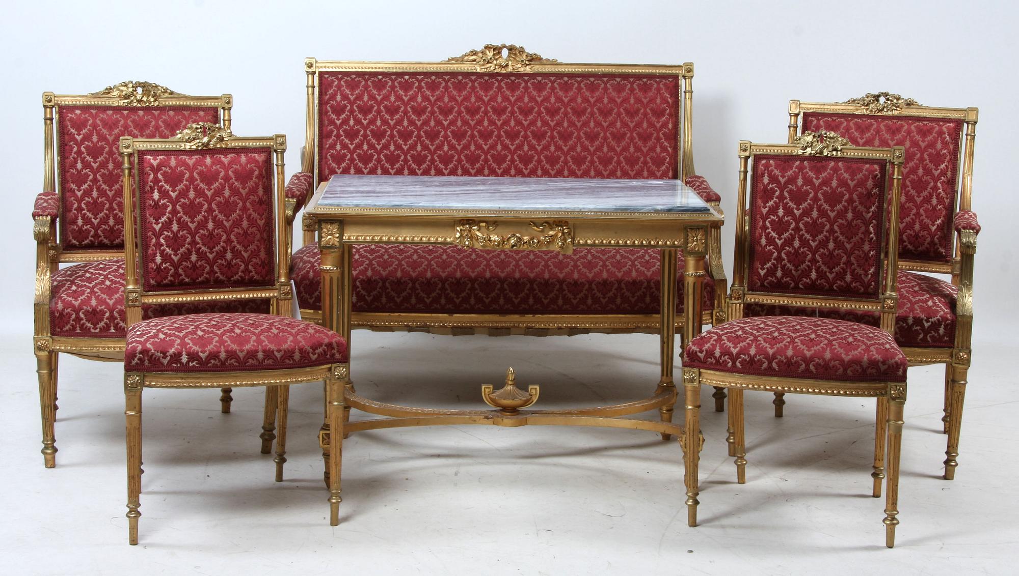 SALONGSGRUPP, 10 delar, Louis XVI-stil, 1900-tal.