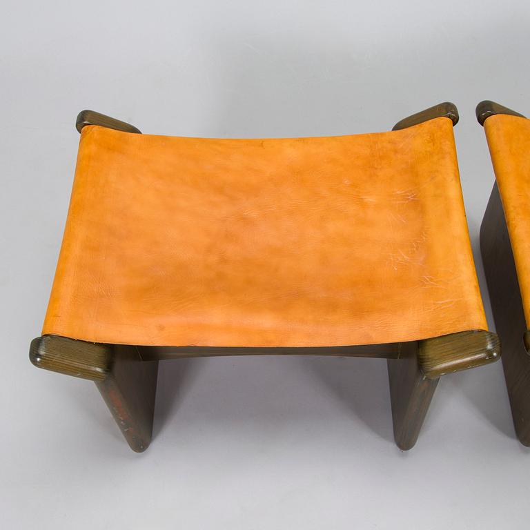 Tapio Wirkkala, a pair of stools made to order  for the Finnish Glass Museum manufactured by  Reino Huotari 1981.